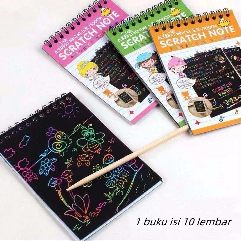 Buku Gambar Anak Gores Mini Magic Scratch Note Kreatif — 10
