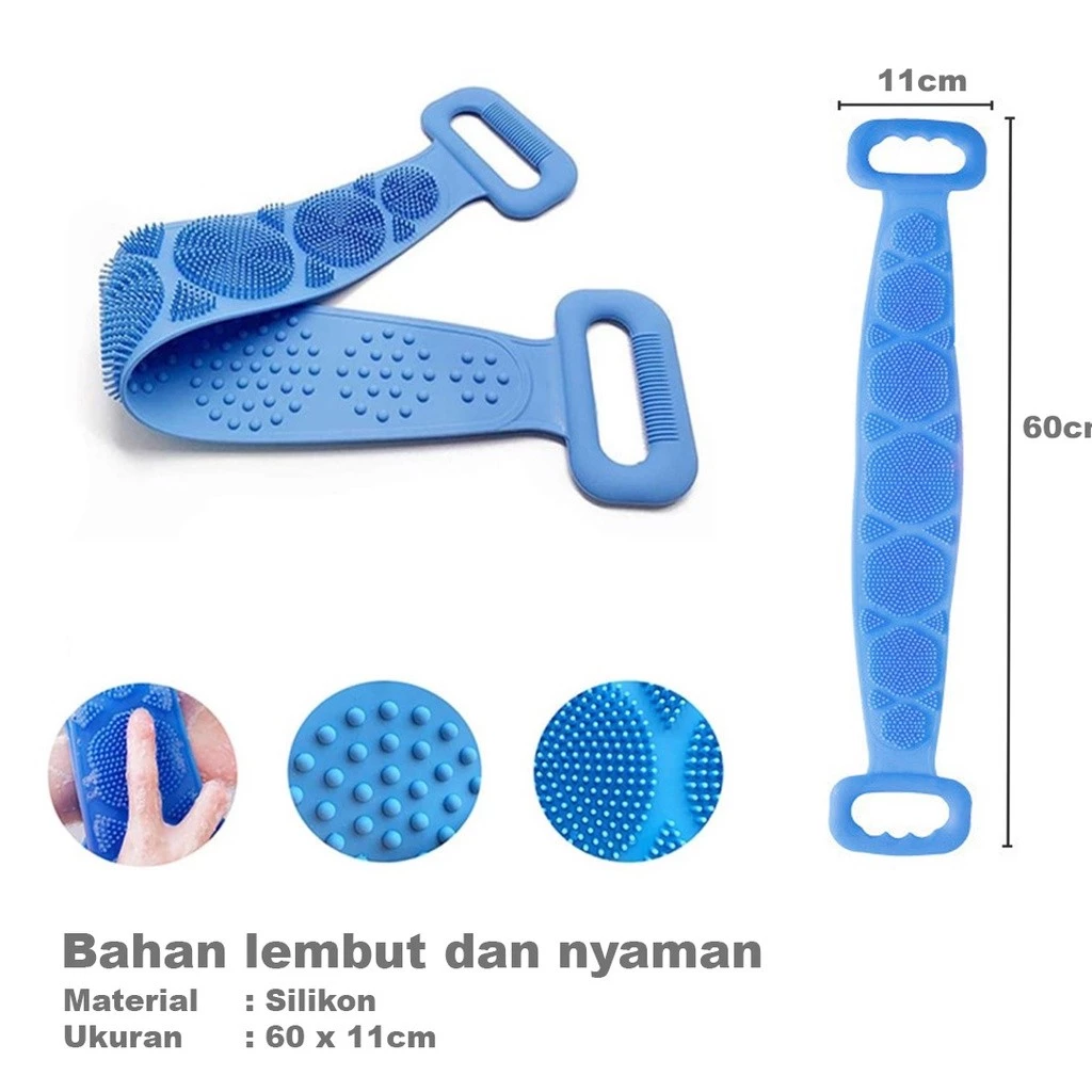 Silicone Scrubber Sikat Punggung Badan Alat Gosok Pembersih Daki Mandi — 8