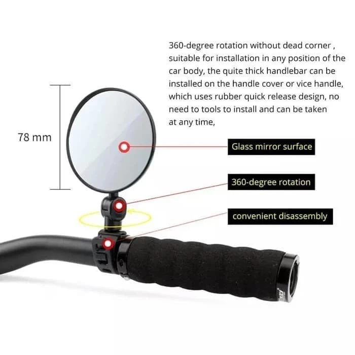 Kaca Spion Sepeda dengan Rotasi 360 Derajat Diameter 7 cm — 5