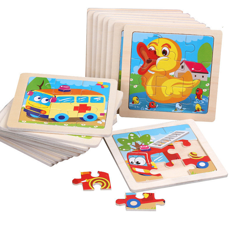 Mainan Edukasi Anak MINI WOODEN PUZZLE Jigsaw Kubus Kayu 10.5x10.5cm — 9