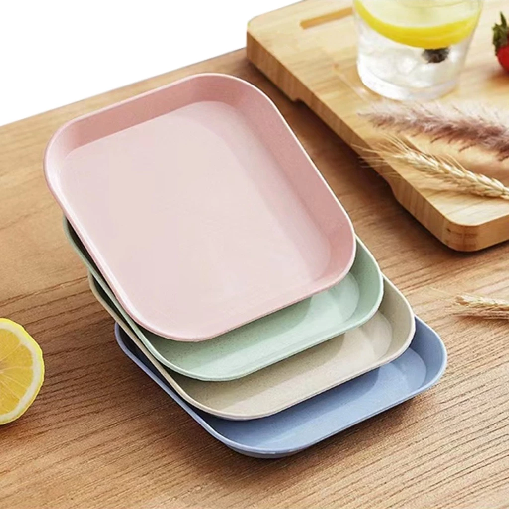 Piring Saji Snack Jerami Persegi Square Wheat Straw Anti Slip 13x13x2cm — 3