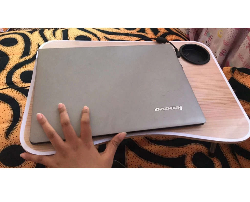 Meja Lipat Belajar Kerja laptop Design Slot Tempat Minum Botol — 3
