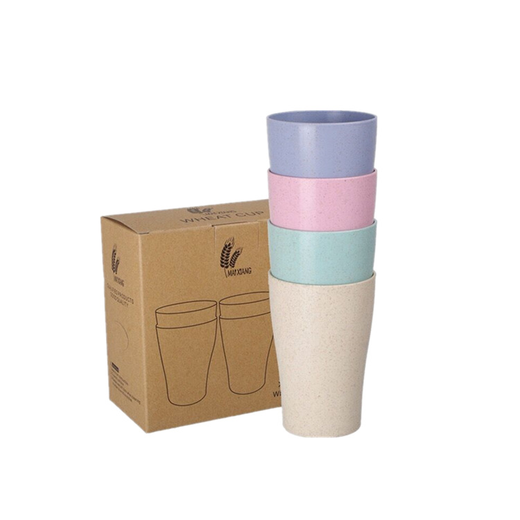 Gelas 1 Set Wheat Straw Isi 4 Anti Banting Cangkir Warna Warni — 6