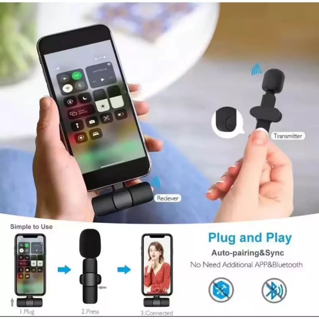 Microphone Mic Clip On Wireless Vlogger Content Creator Mikrofon — 7