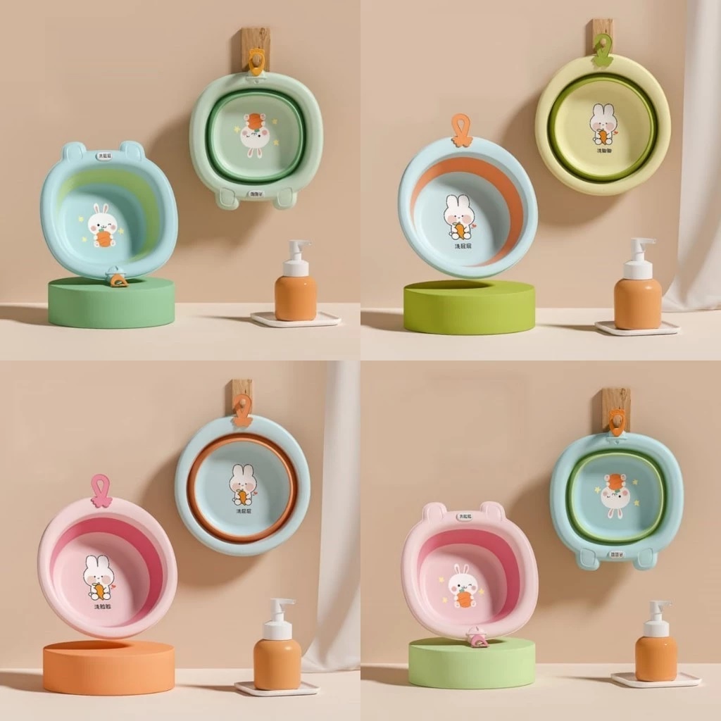 Baskom Lipat Mini Bayi New Born Portable Desain Fleksibel Multifungsi — 3