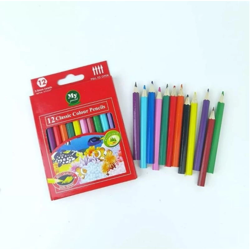 Pensil Warna Pendek Mini 12 Warna  atau Coloring Set Anak-anak — 4