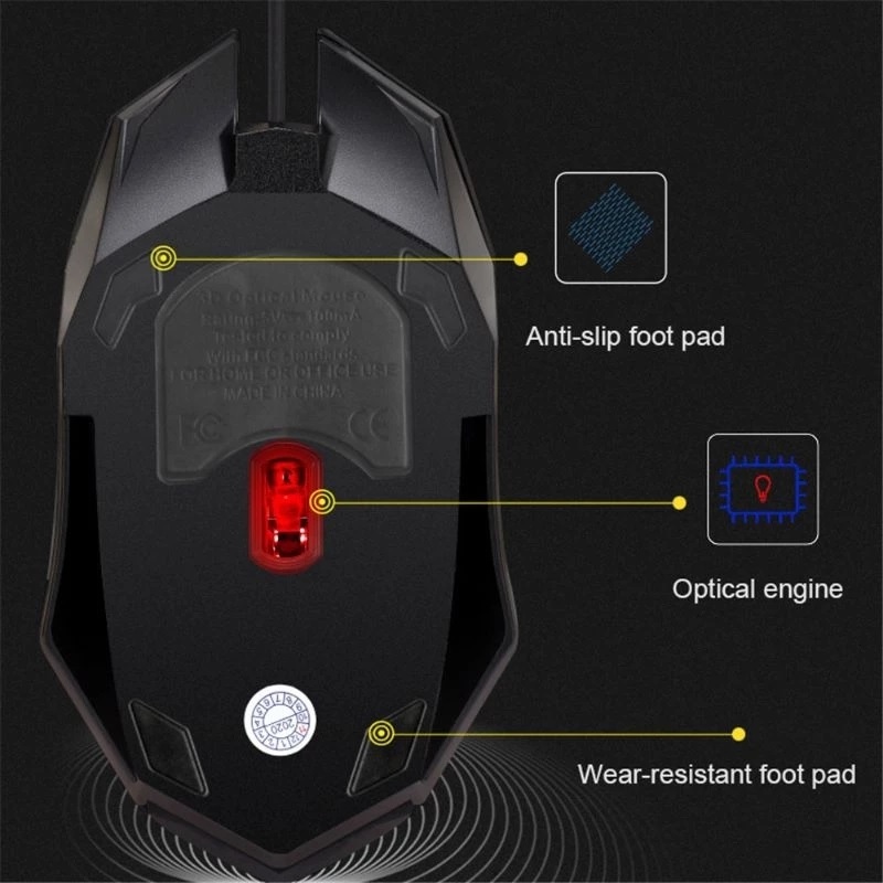Mouse Gaming USB Kabel LED Desain Menarik 7 Lampu Warna Rainbow — 3