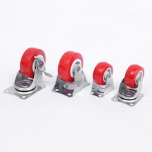 Roda Troli Etalase 4 Pcs Caster Merah Nylon PVC dengan Rem Putar — 7