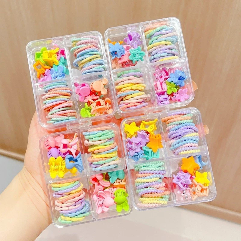 Set Box Ikat Rambut Aksesoris Jepitan Anak Lucu Cute Mix Warna Warni — 6