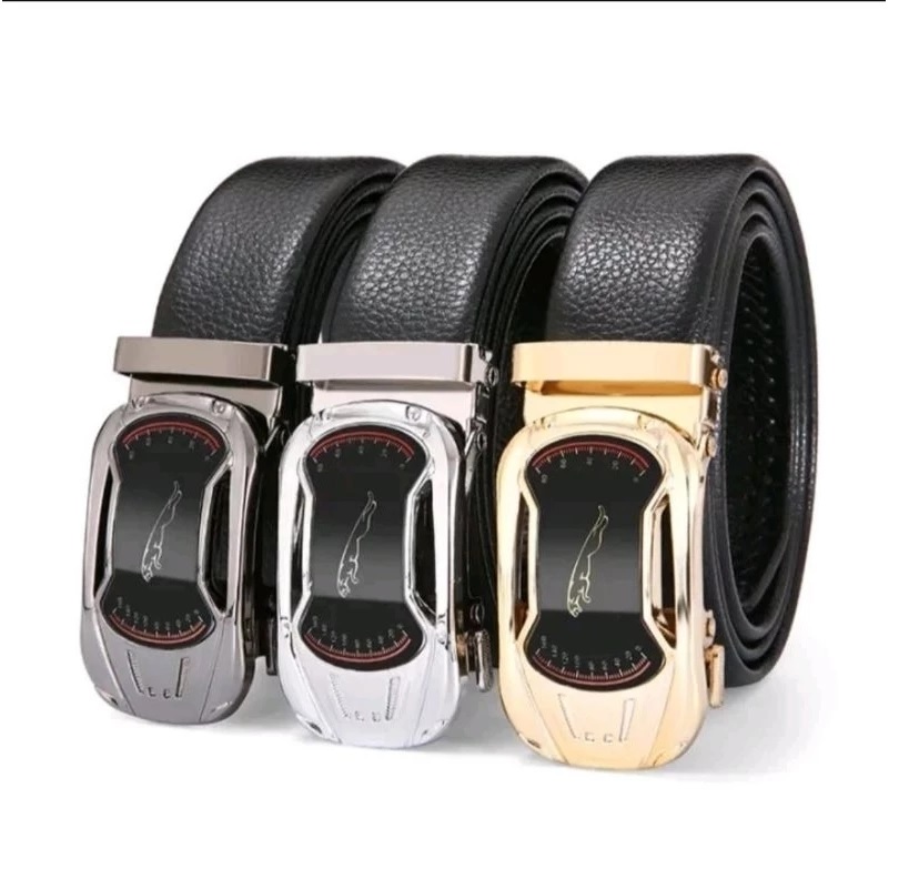 Gesper Ikat Pinggang Pria Sabuk Kulit Kasual Otomatis Motif Jaguar — 5