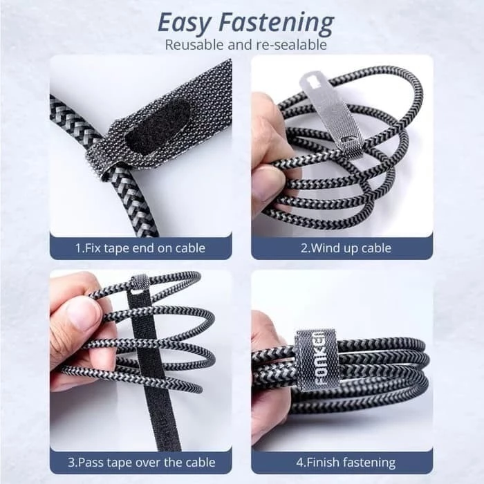 Velcro Organizer Kabel Velcro Binder dengan Klip Penjepit — 5