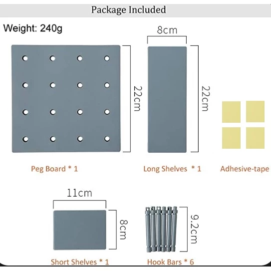 Rak Pegboard Tempel Dinding Dapur Kamar dan Mandi Multifungsi — 6