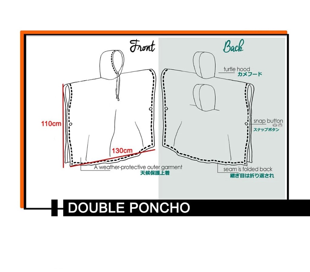 Jas Hujan Terusan Pasangan Double Poncho Raincoat Karet PVC — 7