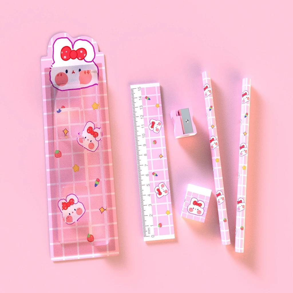 Pensil Set Anak Aimilo 5in1 Lucu untuk Tempat Pensil Sekolah — 5