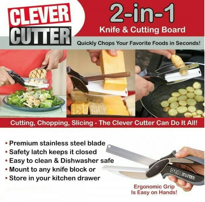 Cutter Pisau Guntingn 2 in 1 Dapur Besar Stainless Steel Multifungsi — 2