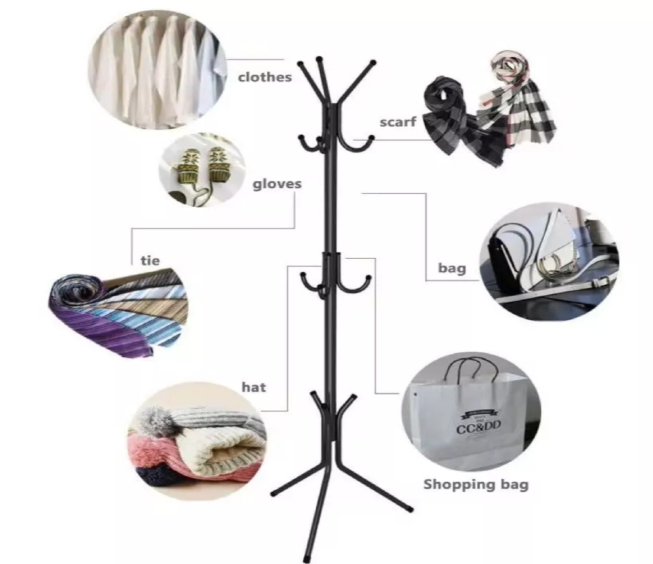 Stand Hanger Multifungsi Stainless 9 Kait Gantungan Tas Topi Serbaguna — 7