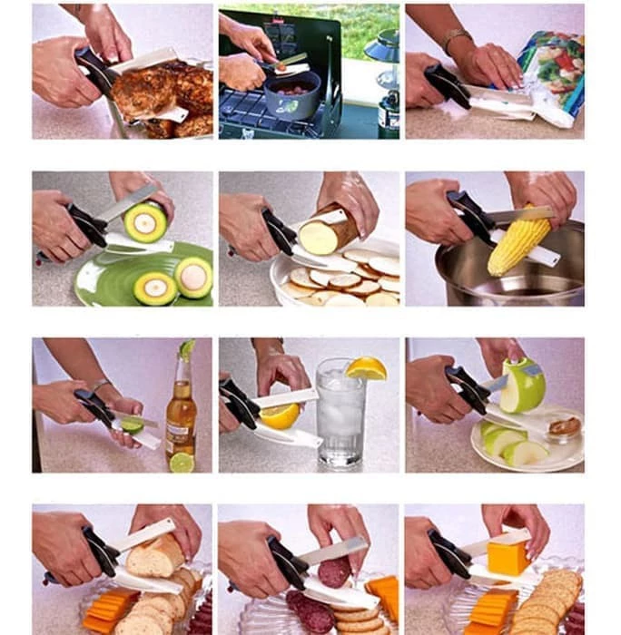 Cutter Pisau Guntingn 2 in 1 Dapur Besar Stainless Steel Multifungsi — 3