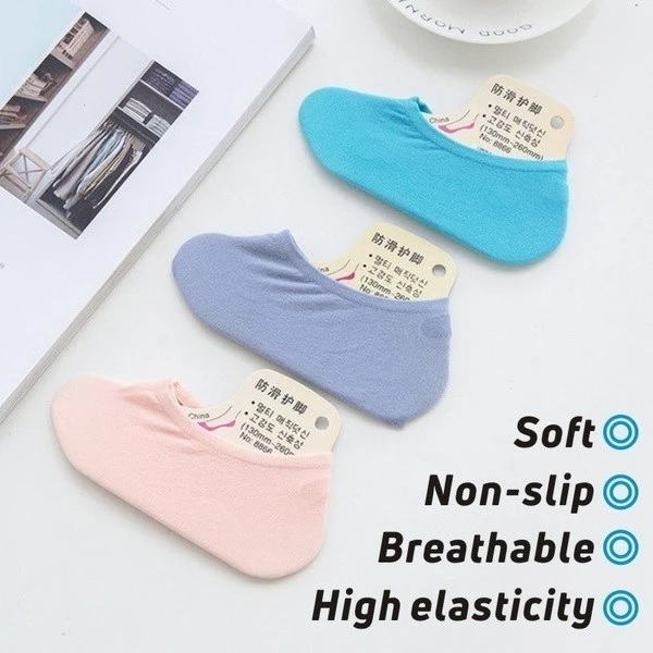 Kaos Kaki Pendek Socks Polos Setumit Bawah Mata Kaki Bahan Silicone — 4