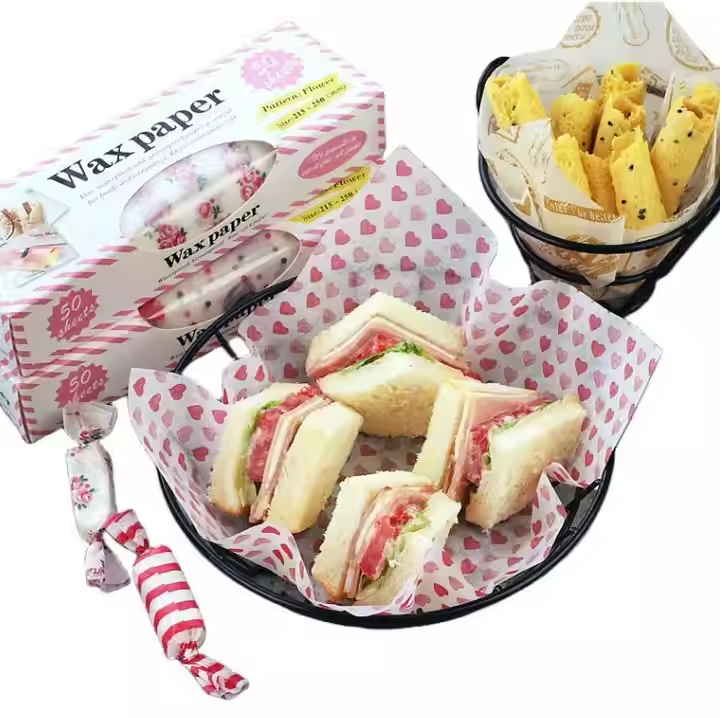 Alas Nasi Bento Kertas Pembungkus Makanan Roti Sandwich Burger Dessert — 4