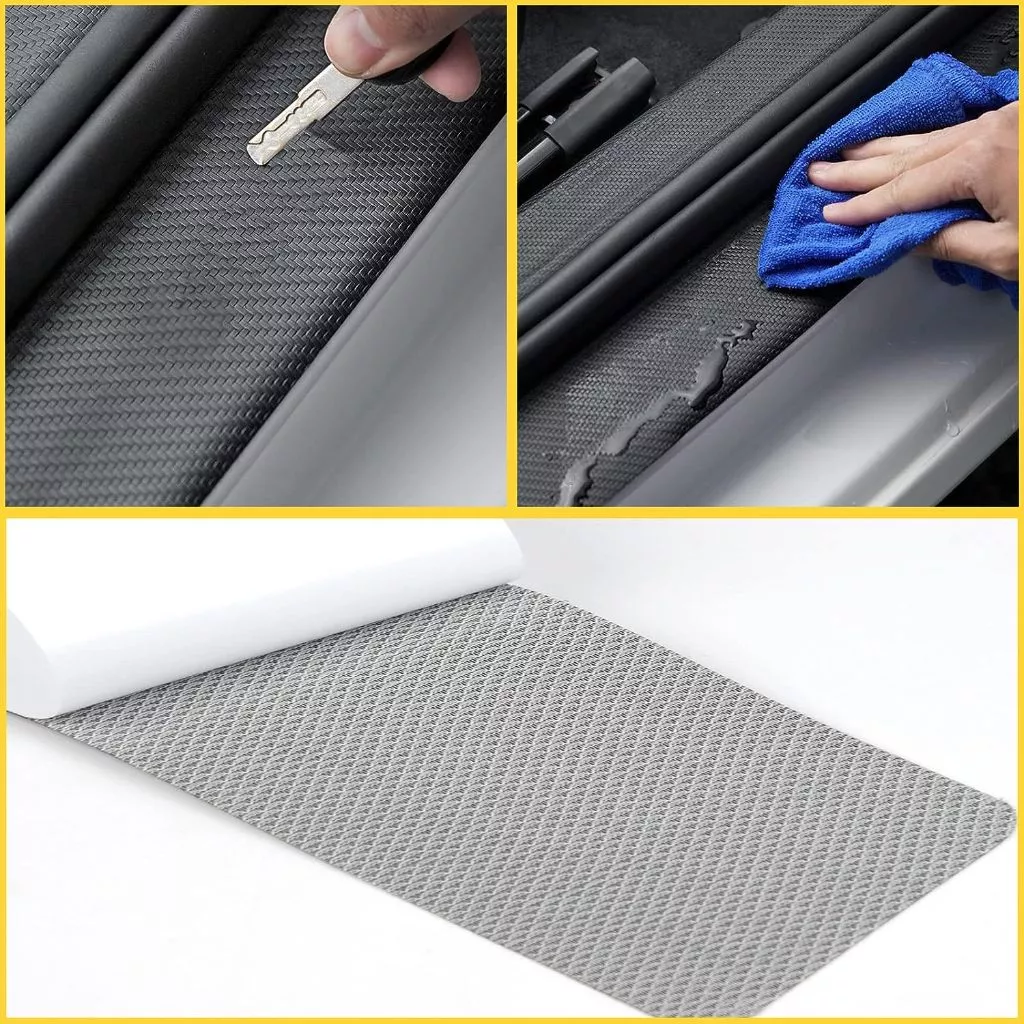 Stiker Pelindung Alas Pintu Mobil Carbon Fiber 3D Anti Gores — 6