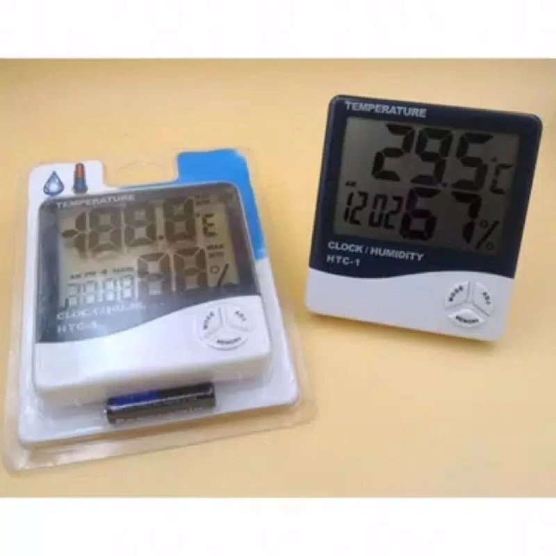 Hygrometer Termometer Indoor Digital Jam Pantau Suhu Kelembaban Waktu — 3