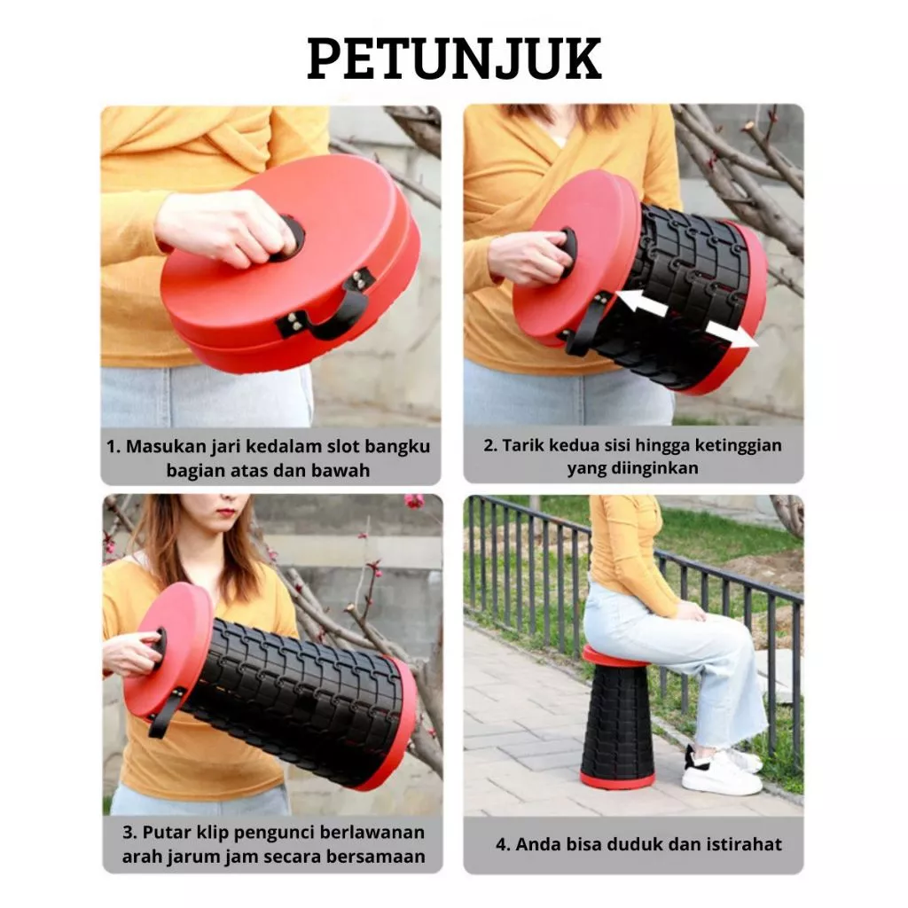 Kursi Bulat Lipat Teleskopik Outdoor Santai Camping Traveling Portable — 6