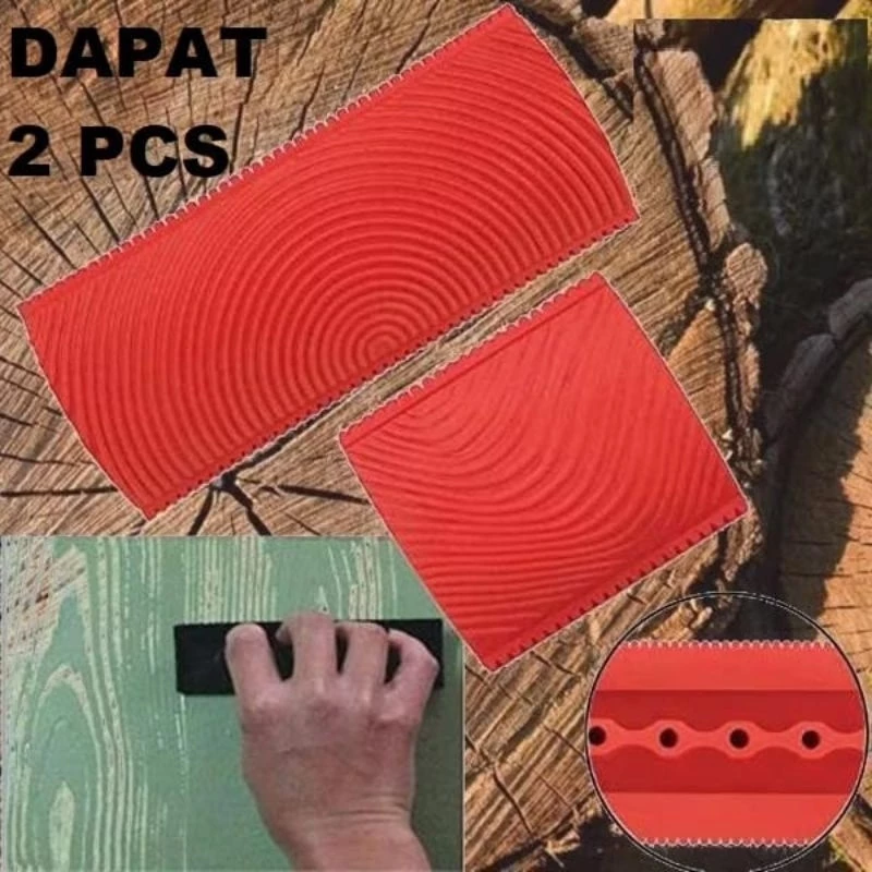 Alat Pembuat Motif Kayu Pattern Wood Graining Rubber Kuas Karet — 3