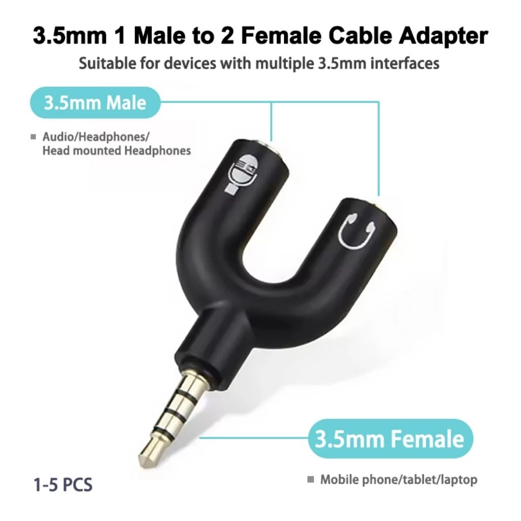 Splitter Audio Jack Splitter Jack 3.5 To Dual Female U Shape 2in1 — 6