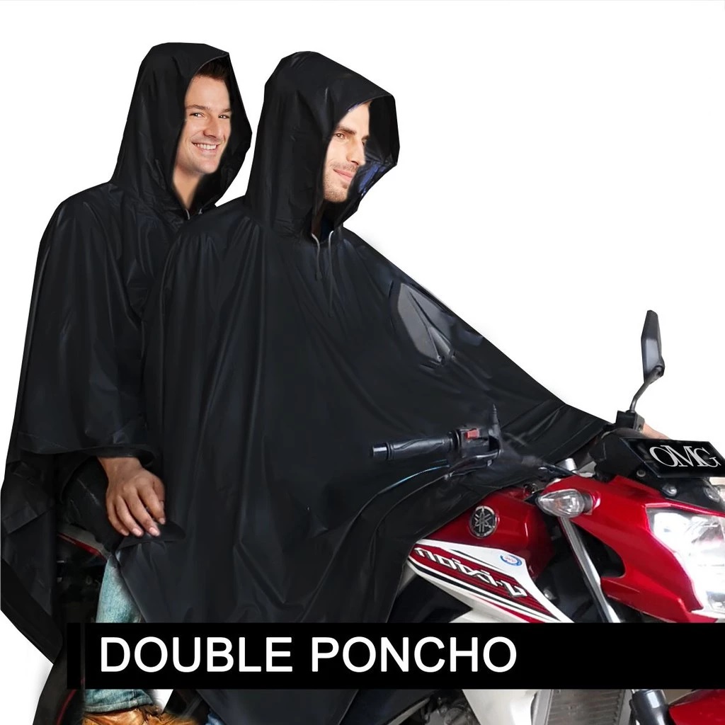 Jas Hujan Terusan Pasangan Double Poncho Raincoat Karet PVC — 6