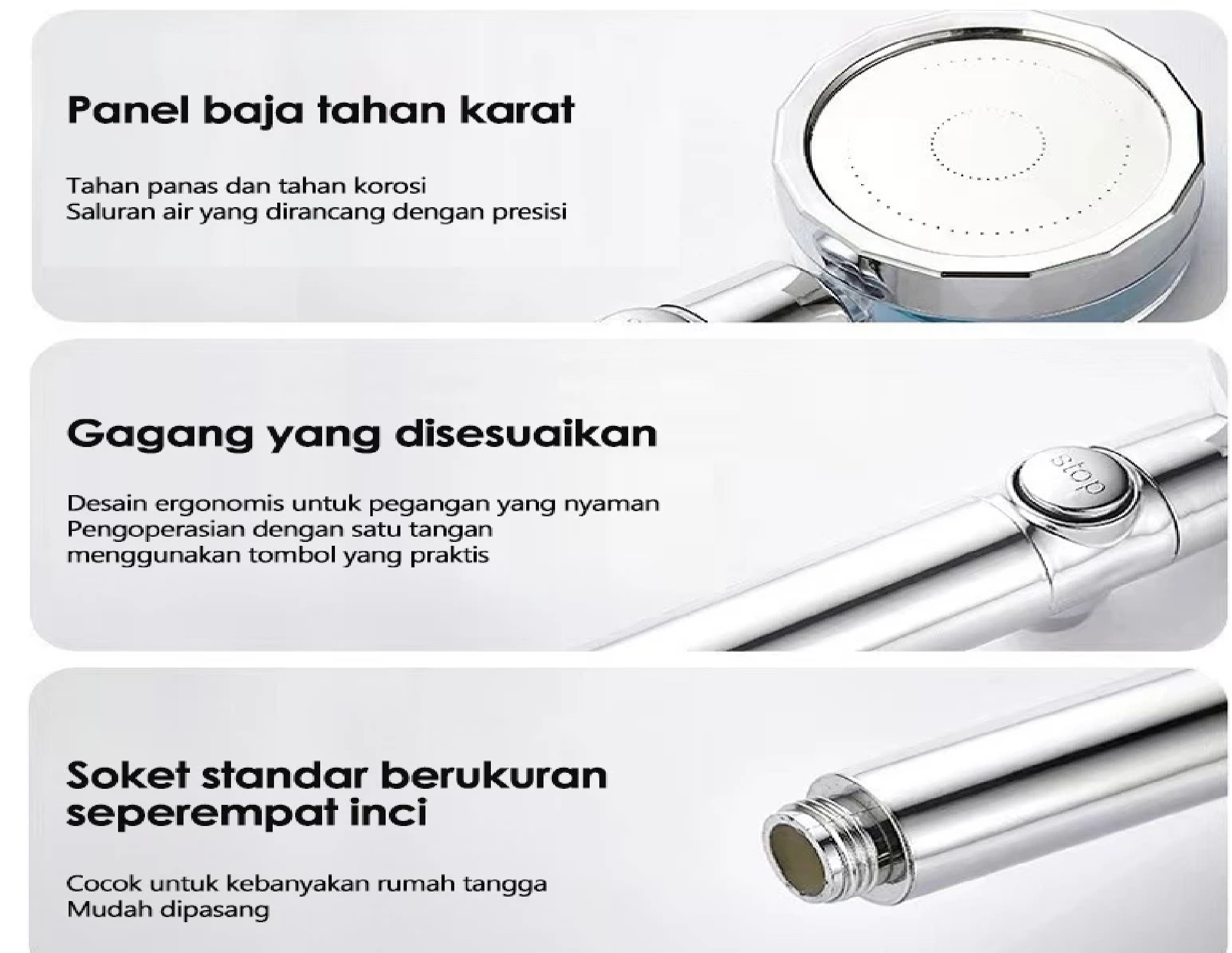 Kepala Jet Shower Kipas 360 Derajat On Off Turbo Fan Filter — 4