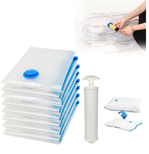 Plastik Pompa Vacum Bag Kantong Pakaian Travel Transparan Anti Air — 2