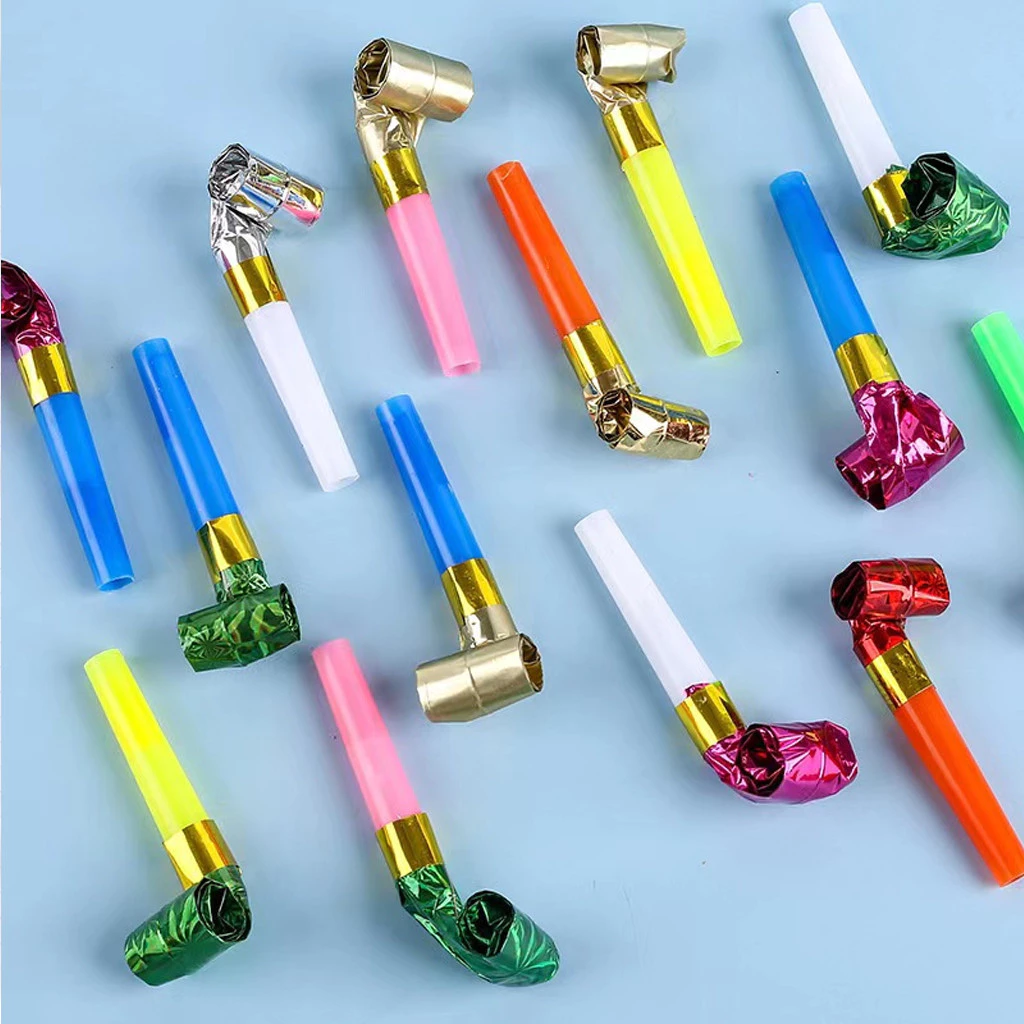 Terompet Lidah Polos Metalik Peluit Julur Pesta Ulang Tahun Souvenir — 4