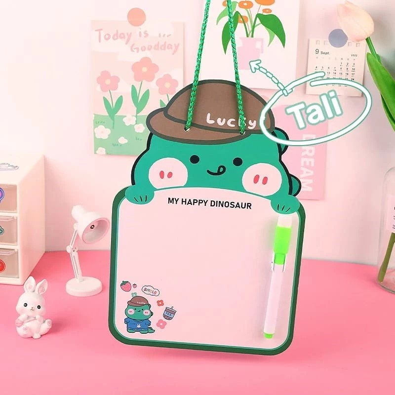 Papan Tulis Anak Whiteboard Belajar Karakter Lucu Spidol Cardboard — 6