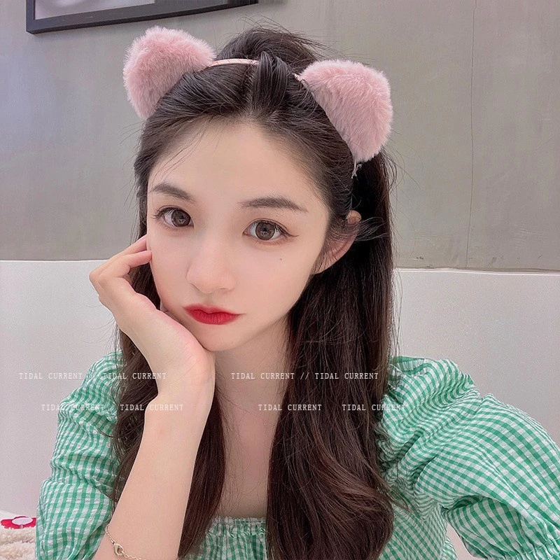 Bando Telinga Kucing Rambut Bandana Bulu Lucu Korean Style — 10
