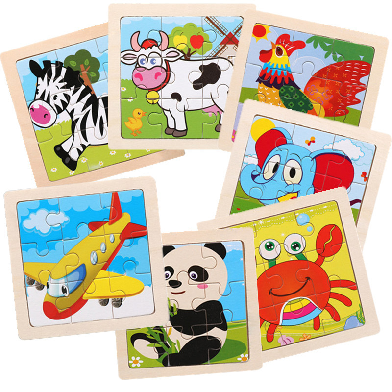 Mainan Edukasi Anak MINI WOODEN PUZZLE Jigsaw Kubus Kayu 10.5x10.5cm — 7