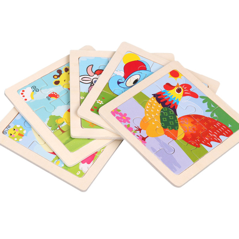 Mainan Edukasi Anak MINI WOODEN PUZZLE Jigsaw Kubus Kayu 10.5x10.5cm — 10
