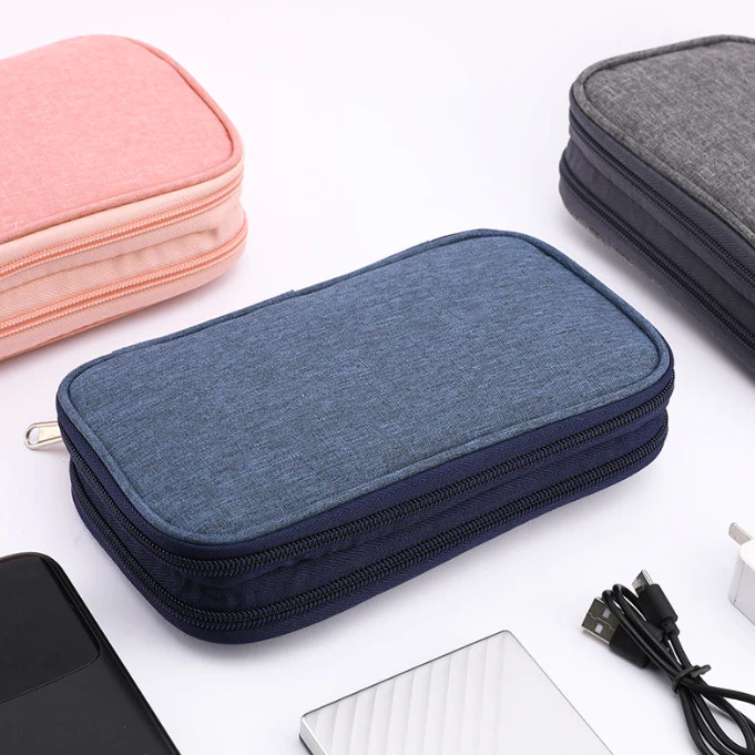 Pouch Dompet Travel Double Layers Mini Storage Organizer Cable Cord — 3