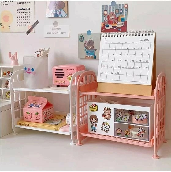 Rak Plastik Mini 2 Susun Multifungsi Bumbu Dapur Kosmetik Make Up — 6