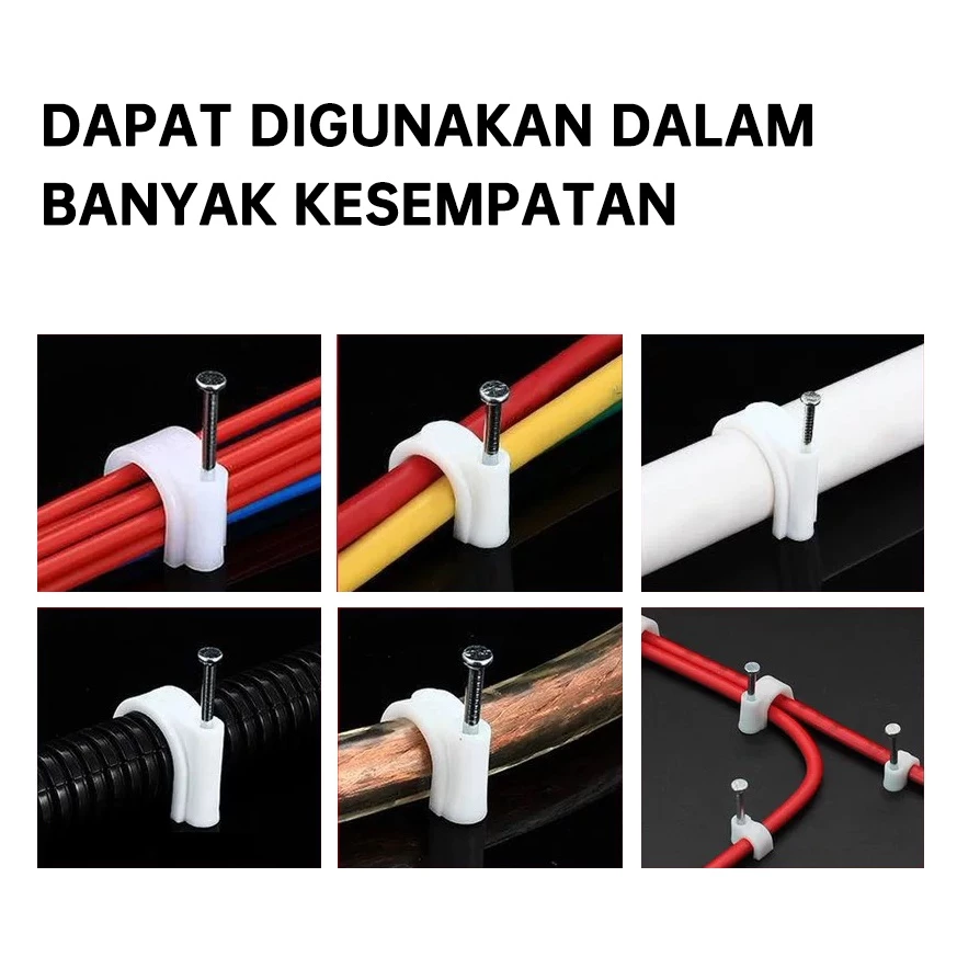 Klem Kabel Paku Beton Pipa Cable Clip Listrik Serbaguna — 4