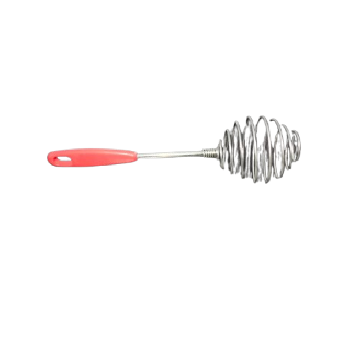 Alat Pengocok Telur Jamu Adonan Spiral Gagang Merah Stainless Steel — 6