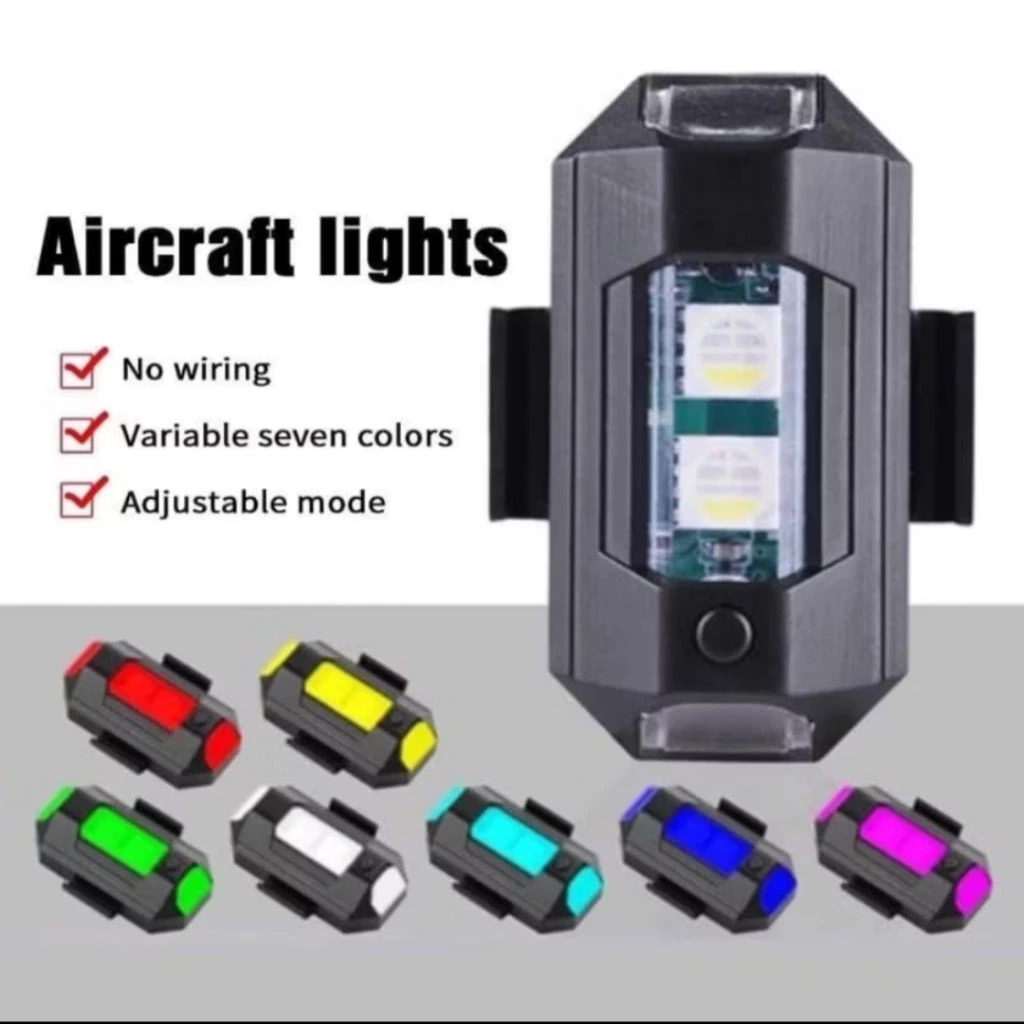 Lampu Peringatan LED Kedip Sepeda Motor Mobil USB Model Pesawat — 5