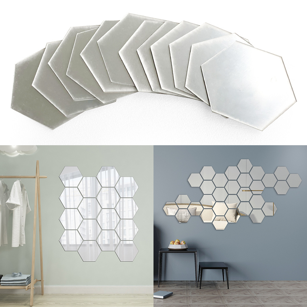 Stiker Cermin Tempel Dinding Sticker Wall Mirror Segi Enam Hexagonal — 8