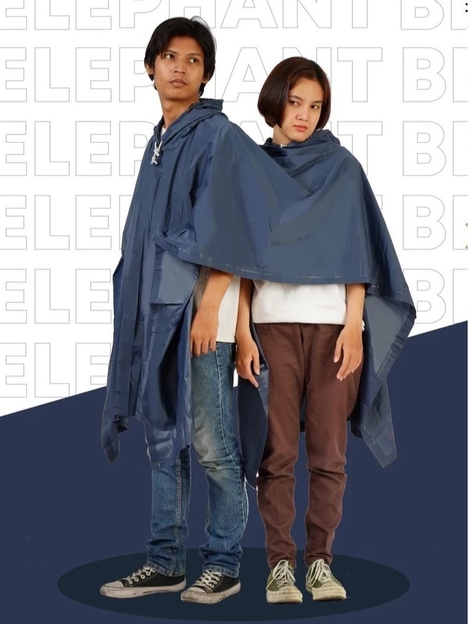Jas Hujan Terusan Pasangan Double Poncho Raincoat Karet PVC — 4
