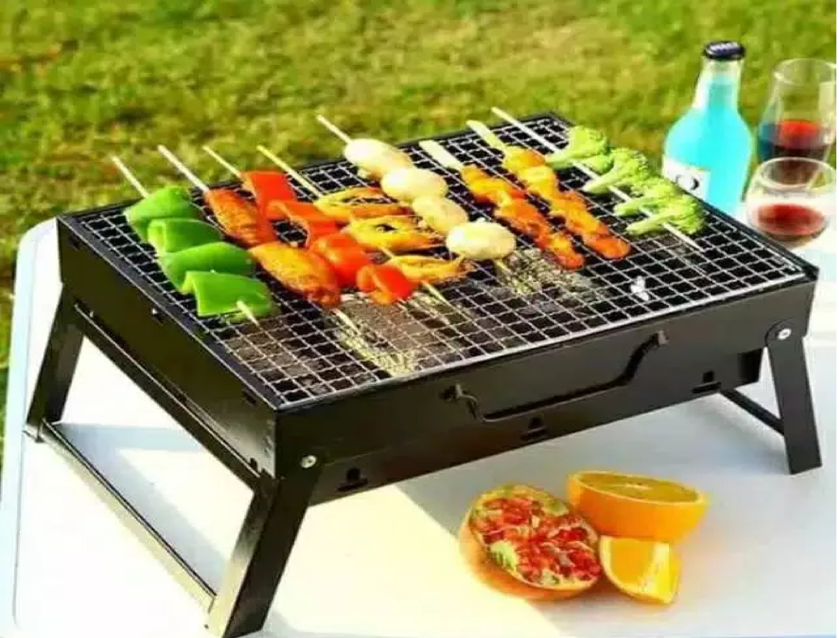 Alat Panggang Pemanggang Lipat Portable Stainless Arang Besi Grill BBQ — 8