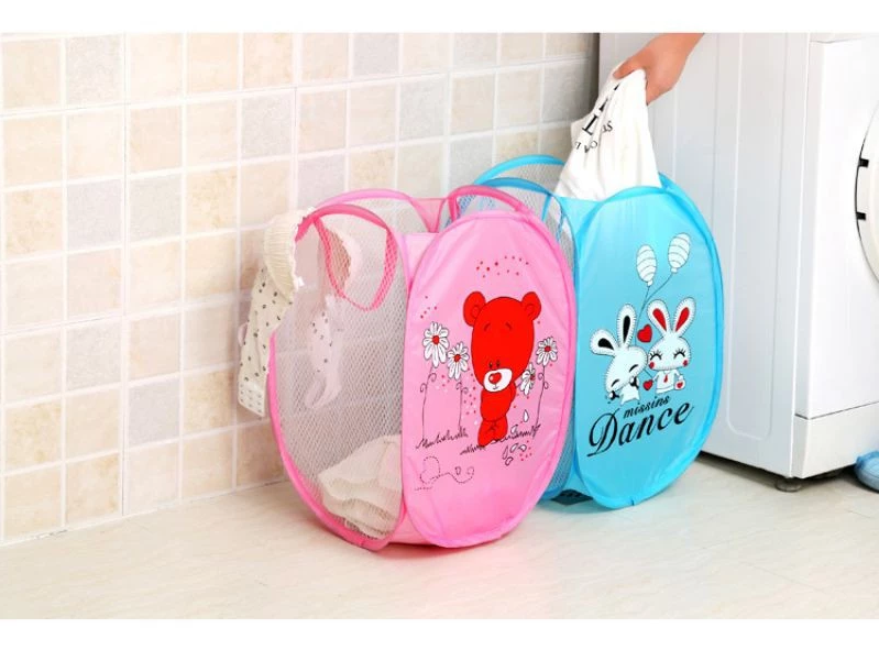 Keranjang Cucian Pakaian Baju Kotor Lipat Karakter Laundry Bag Nylon — 3
