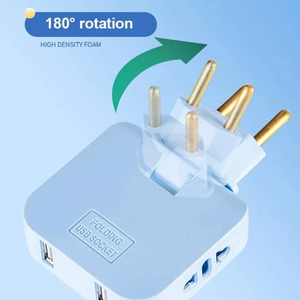Power Soket 3in1 Converter Charger US ke EU Stop Kontak Lipat Praktis — 4