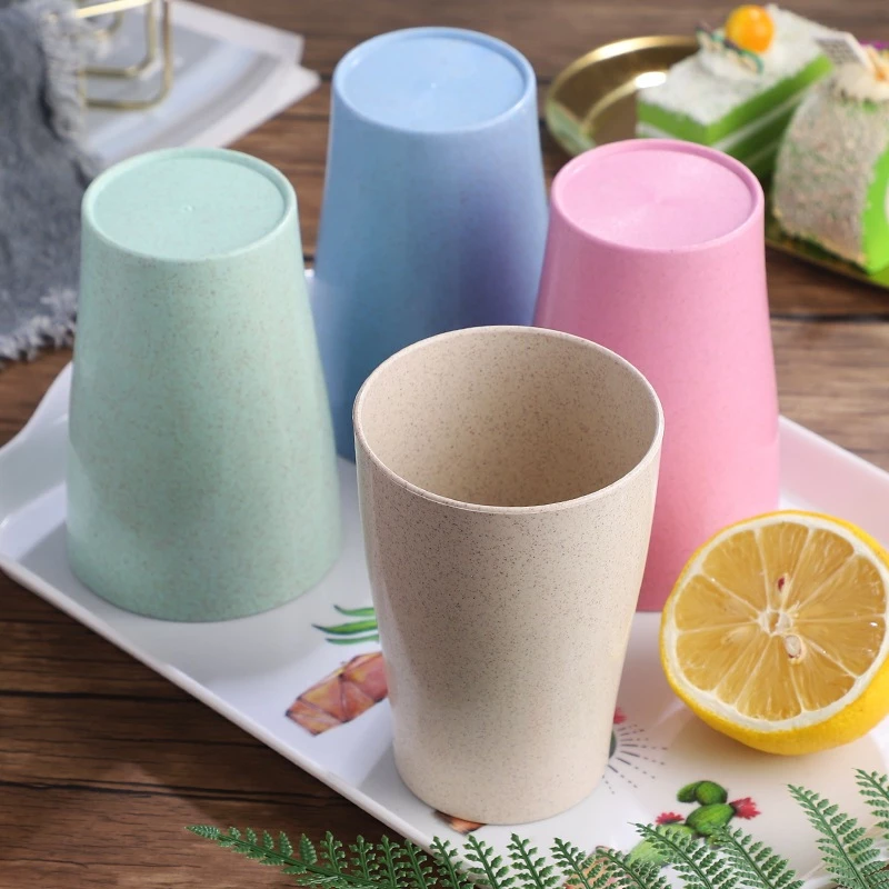 Gelas 1 Set Wheat Straw Isi 4 Anti Banting Cangkir Warna Warni — 8