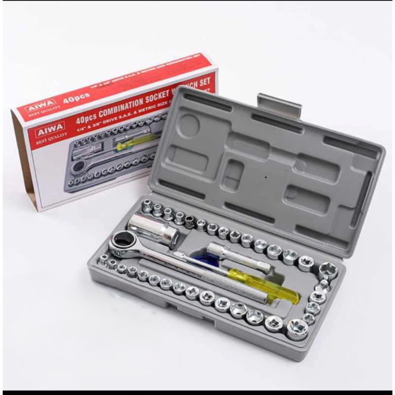 Kunci Socket Soket Pas Set 40pcs Peralatan Bengkel Kemasan Koper — 6