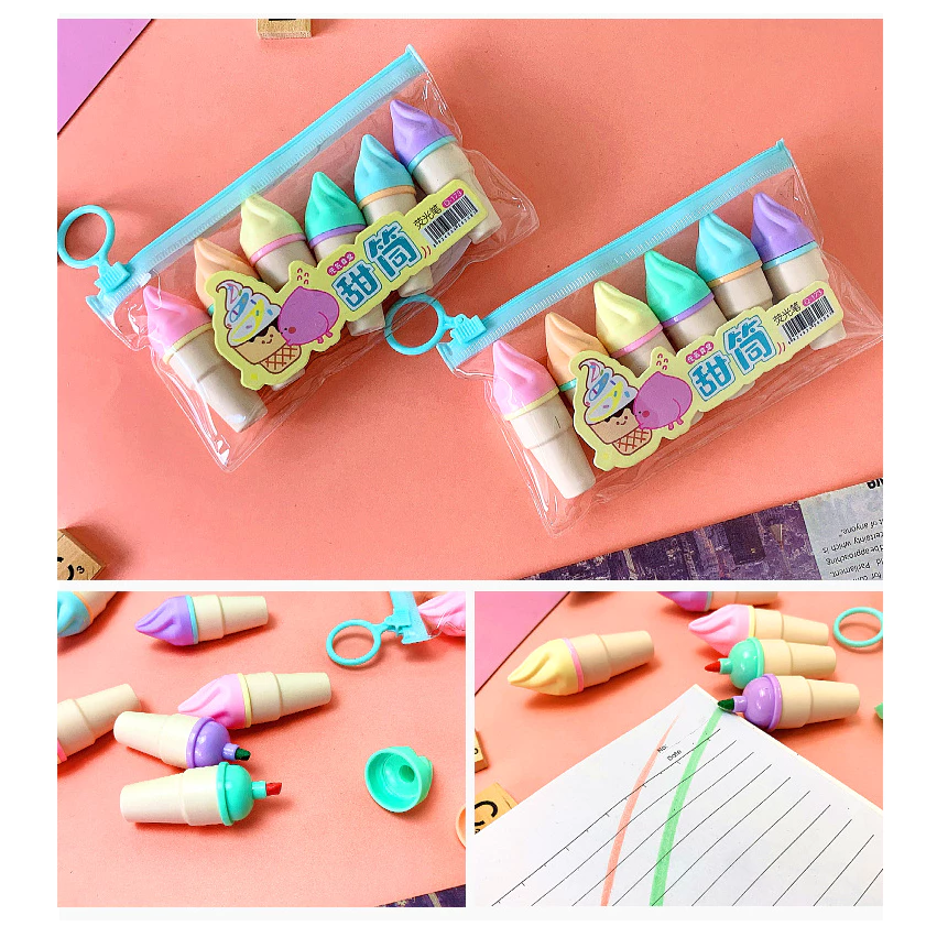 Highlighter Desain Lucu Warna Warni Menandai Poin Penting Pencatatan — 5