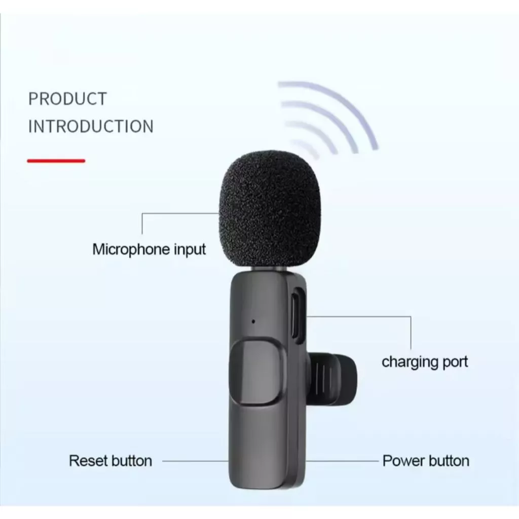 Microphone Mic Clip On Wireless Vlogger Content Creator Mikrofon — 8